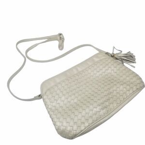 Vintage GANSON woven leather crossbody with tassel